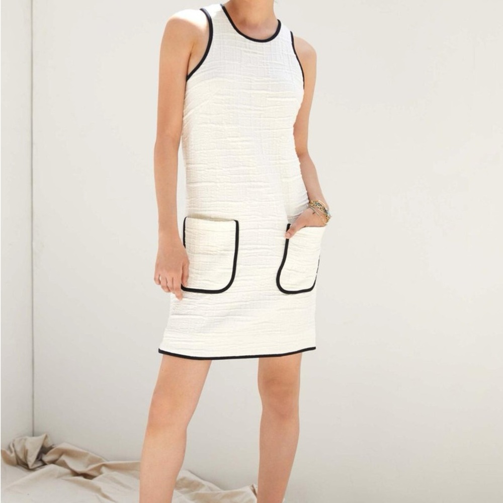 Anthropologie Cream and Black Sheath Mini Dress Sleeveless Halter